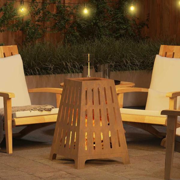 Feuerschale Quadrat 50x50x70 cm Wetterstahl