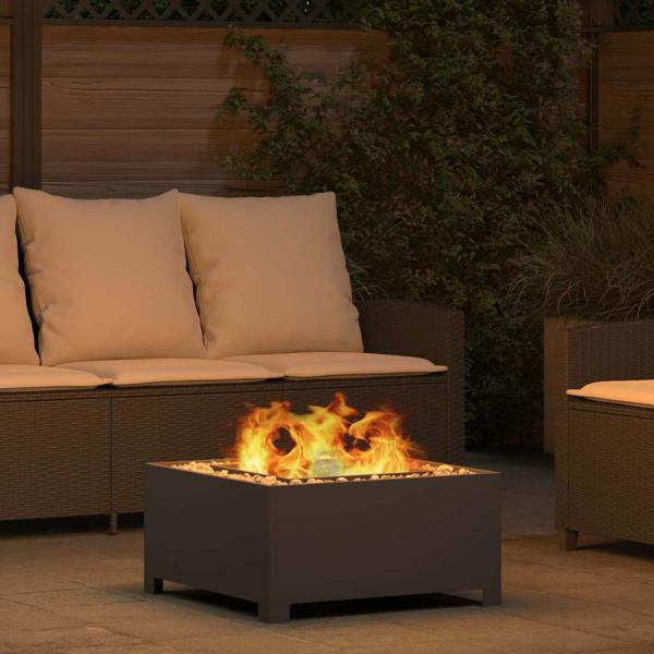 Feuerstelle Quadrat Schwarz 60x60x30 cm Stahl