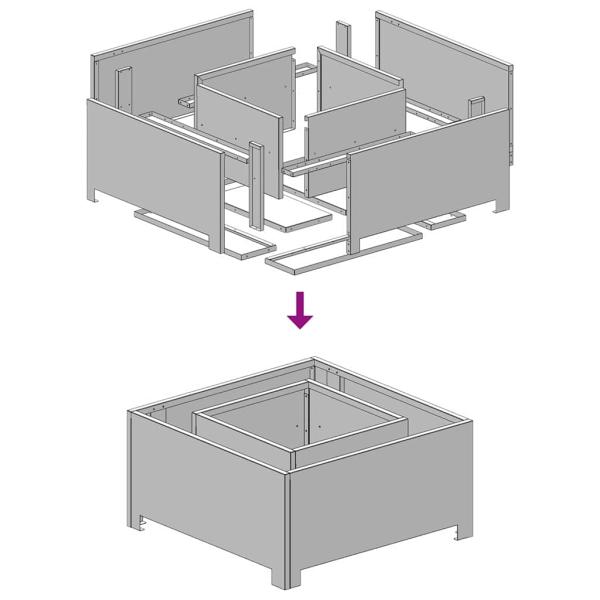 Feuerstelle Quadrat 60x60x30 cm Wetterstahl