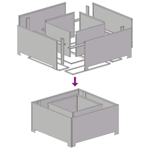 Feuerstelle Quadrat 80x80x40 cm Wetterstahl