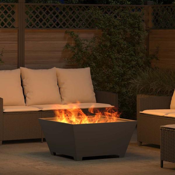 Feuerstelle Quadrat Schwarz 80x80x40 cm Stahl