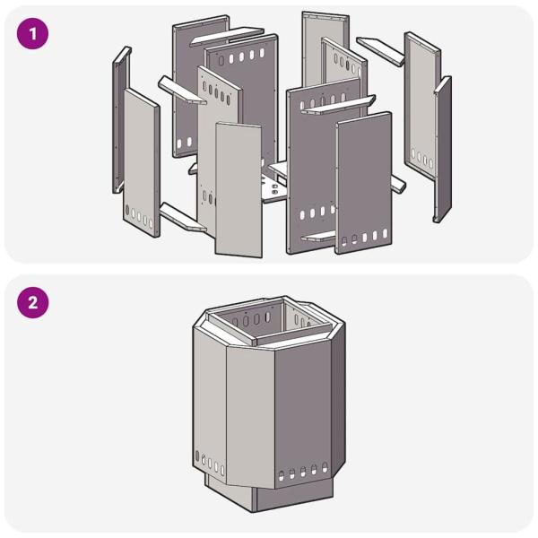 rauchfreie Feuerstelle 38x38x51 cm wetterfester Stahl
