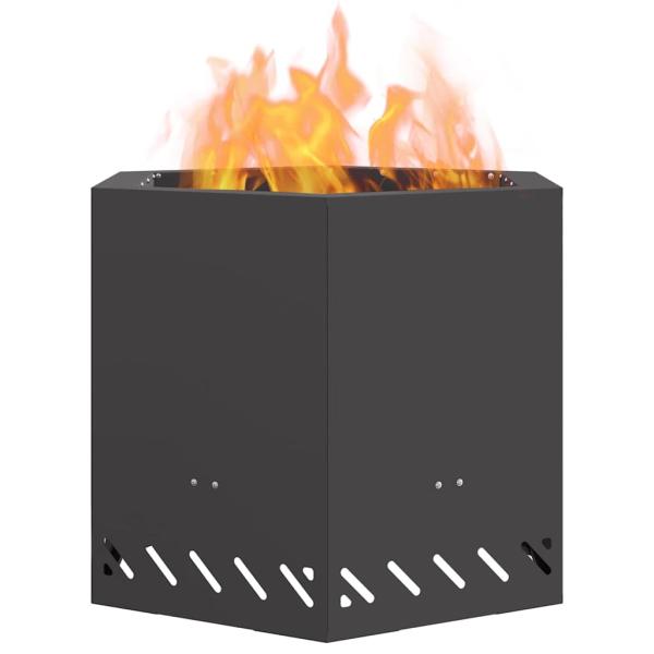 rauchfreier Feuertisch sechseckig schwarz 58x58x51 cm Stahl