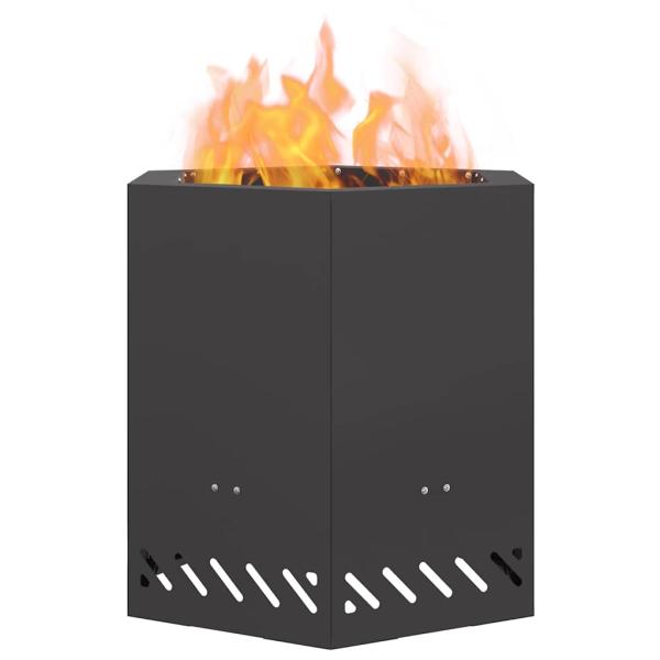 Raucharmer Feuergrill Sechseckig Schwarz 48x48x51 cm Stahl