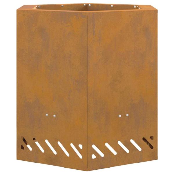 Rauchfreier Feuerstelle Sechseckig 48x48x51 cm Wetterbeständiger Stahl