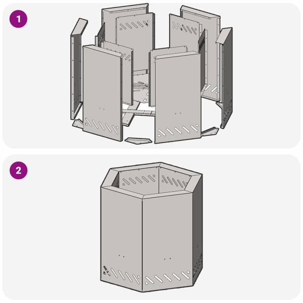Rauchfreier Feuerstelle Sechseckig 48x48x51 cm Wetterbeständiger Stahl