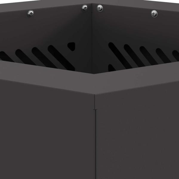 rauchfreier Feuergrill sechseckig Schwarz 38x38x51 cm Stahl