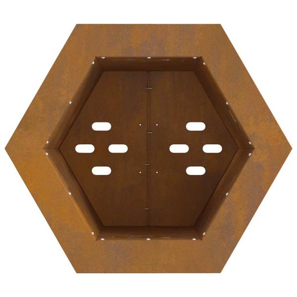 rauchfreier Feuerring hexagonal 38x38x51 cm wetterfester Stahl