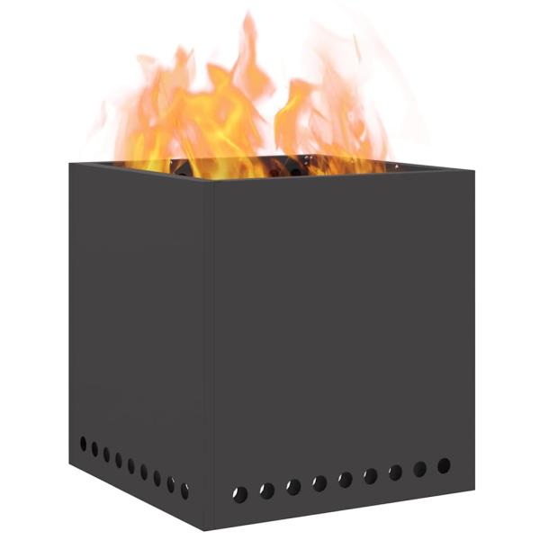 Rauchfreier Feuerstelle Quadrat Schwarz 48x48x50 cm Stahl