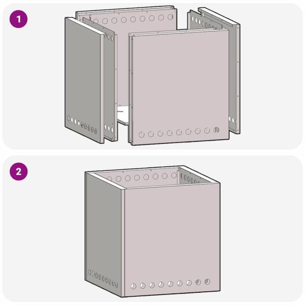 Rauchfreier Feuerstelle Quadrat Schwarz 48x48x50 cm Stahl