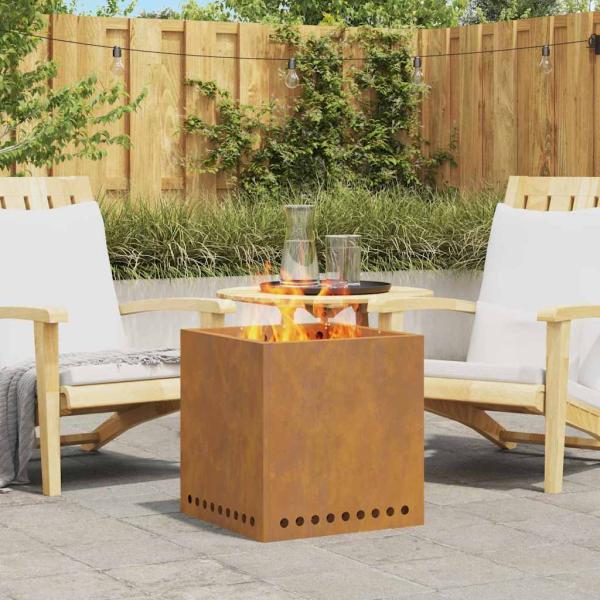 ARDEBO.de - rauchfreier Feuergrill Quadrat 48x48x50 cm wetterbeständiger Stahl