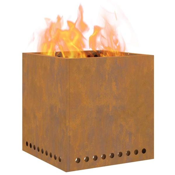 rauchfreier Feuergrill Quadrat 48x48x50 cm wetterbeständiger Stahl