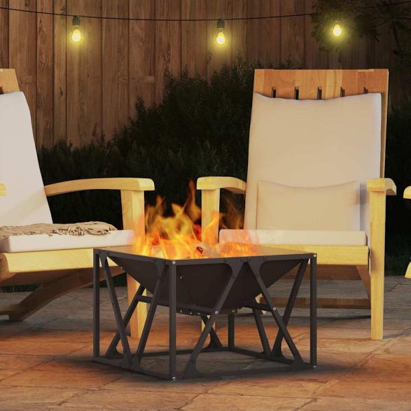 Feuerstelle Quadrat Schwarz 50x50x35 cm Stahl