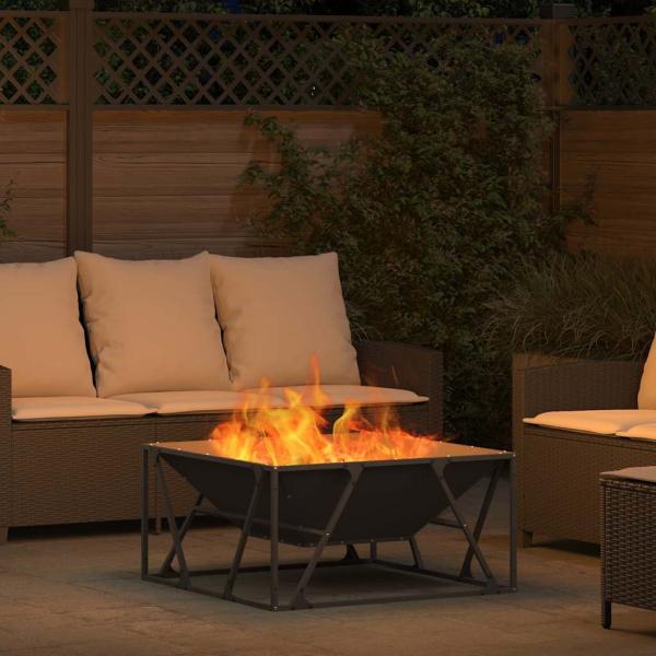 Feuerstelle Quadrat Schwarz 80x80x40 cm Stahl