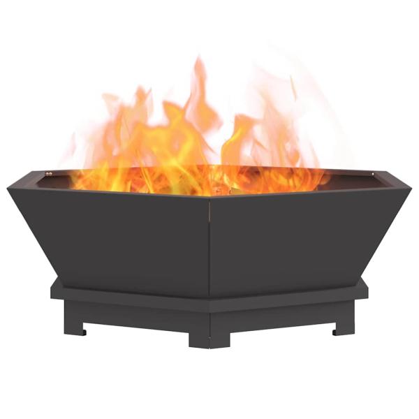 ARDEBO.de - Feuerstelle Sechseckig Schwarz 75x75x28 cm Stahl