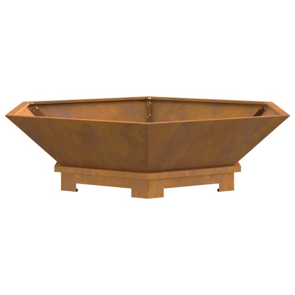 Feuerstelle sechseckig 100x100x28 cm Wetterfestes Stahl