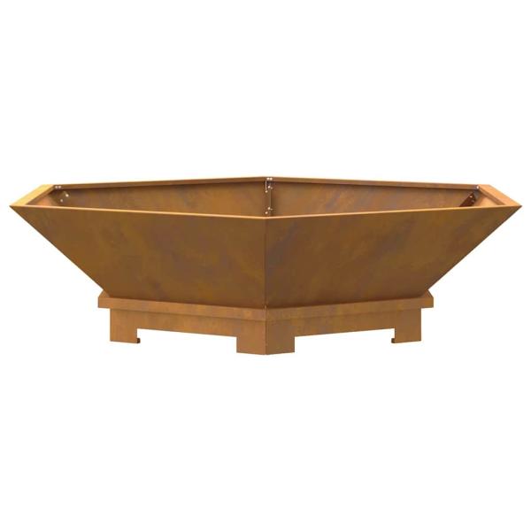 Feuerstelle sechseckig 100x100x28 cm Wetterfestes Stahl