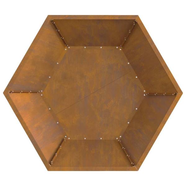 Feuerstelle sechseckig 100x100x28 cm Wetterfestes Stahl