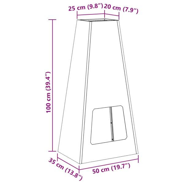 Feuerstelle Schwarz 50x35x100 cm Stahl