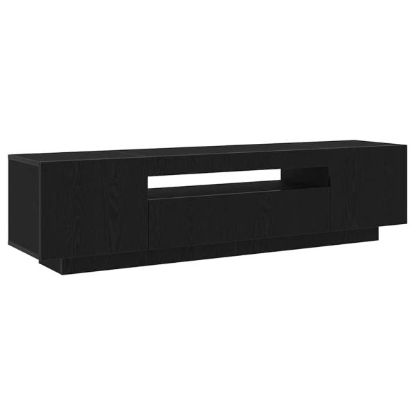 TV-Schrank mit LED-Lichtern, Schwarz Eiche, 160x35x40 cm, Holzwerkstoff