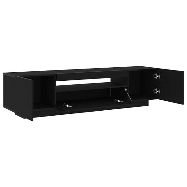 TV-Schrank mit LED-Lichtern, Schwarz Eiche, 160x35x40 cm, Holzwerkstoff