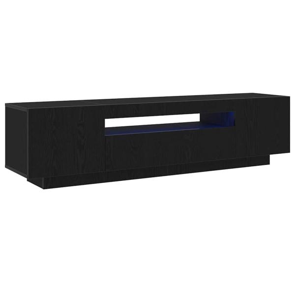 TV-Schrank mit LED-Lichtern, Schwarz Eiche, 160x35x40 cm, Holzwerkstoff
