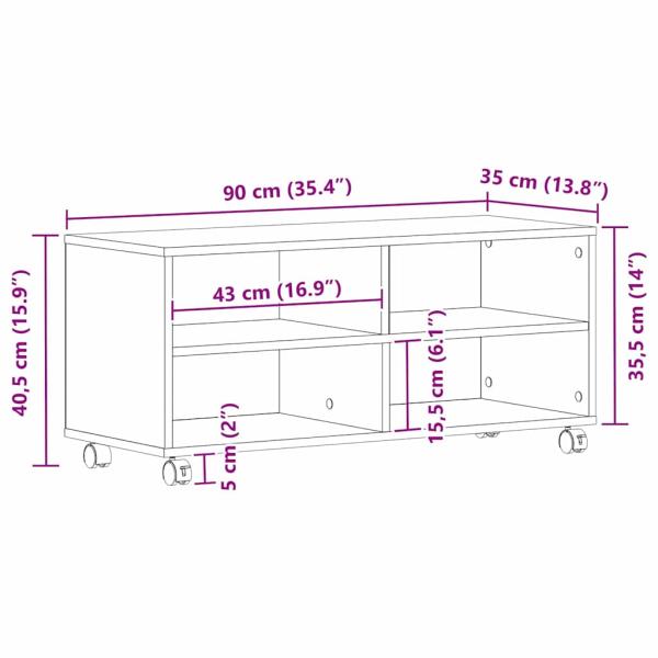 ARDEBO.de - TV-Schrank Alteiche 90x35x35 cm Holzwerkstoff