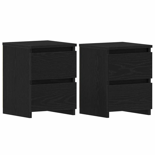 Nachttische mit Schubladen 2 Stk Schwarz Eiche 30x30x40 cm