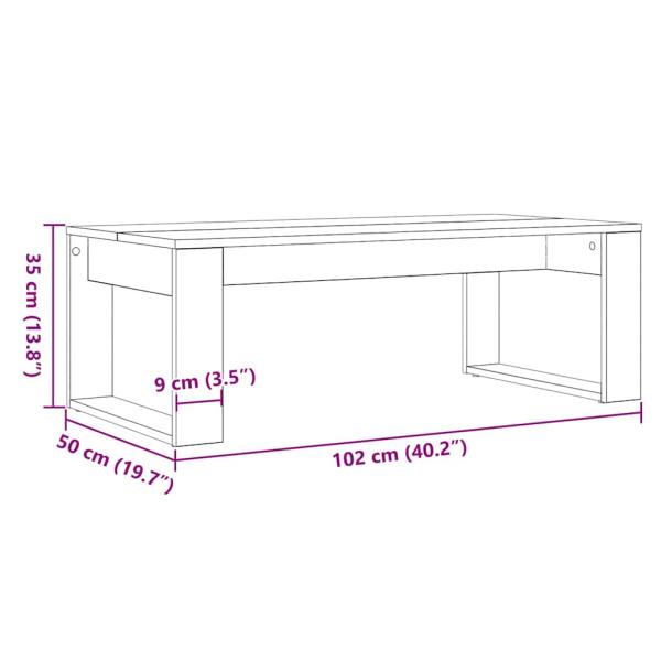Couchtisch in Schwarz mit Eiche, 102x50x35 cm aus Holzwerkstoff