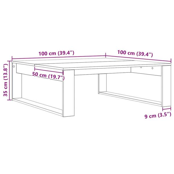 Couchtisch Schwarz Eiche 100x100x35 cm Holzwerkstoff