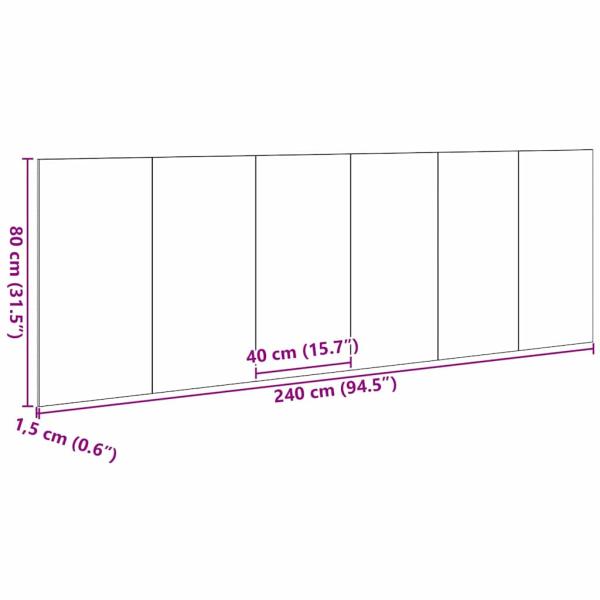 Schwarzes Eichenwandkopfteile 240x1.5x80 cm Aus Holzwerkstoff