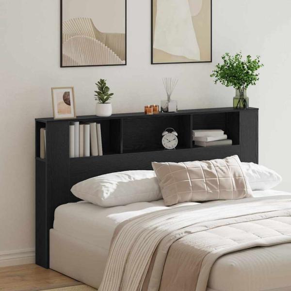 ARDEBO.de - Kopfteilkabinett in schwarzem Eichenholz - 180x18.5x102.5 cm