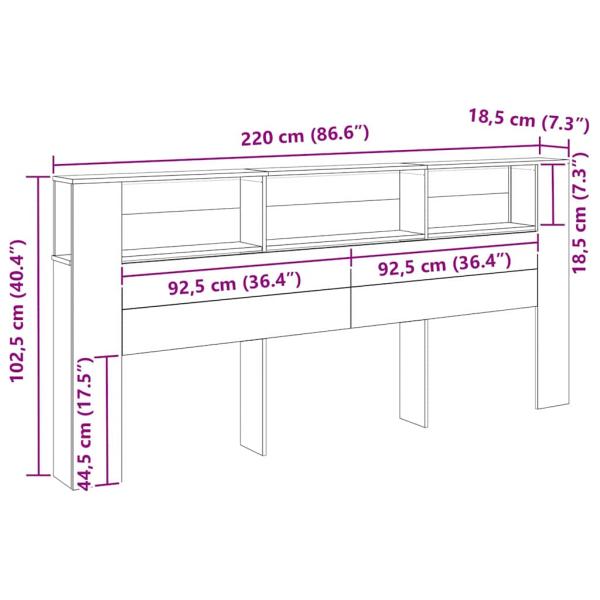 Kopfteilschrank Schwarze Eiche 220x18,5x104,5 cm