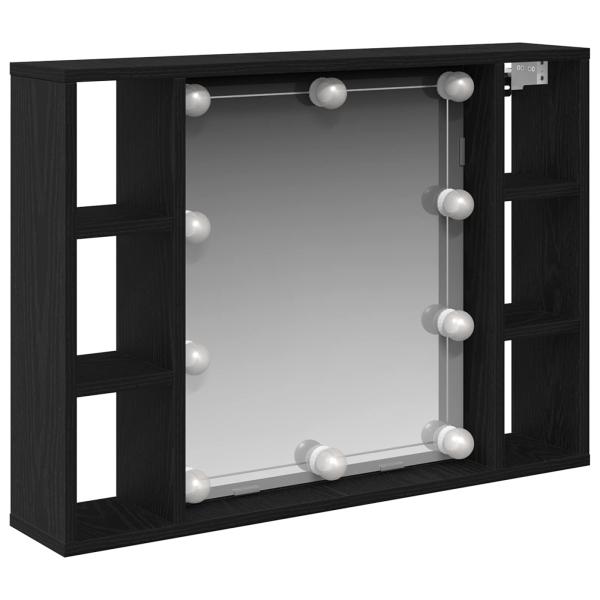 ARDEBO.de - LED-Spiegelschrank - Schwarzer Eiche - 76x15x55 cm - Aus Holzwerkstoff gefertigt