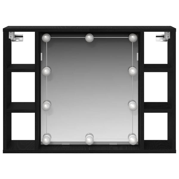 LED-Spiegelschrank - Schwarzer Eiche - 76x15x55 cm - Aus Holzwerkstoff gefertigt