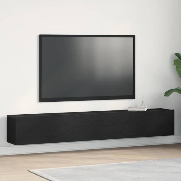 ARDEBO.de - TV-Schränke 2er Set Schwarz Eiche 100x30x30 cm Holzfaser