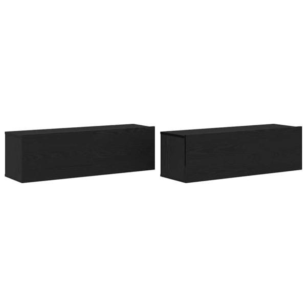 TV-Schränke 2er Set Schwarz Eiche 100x30x30 cm Holzfaser