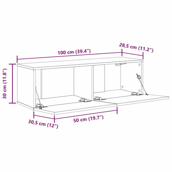 TV-Schränke 2er Set Schwarz Eiche 100x30x30 cm Holzfaser