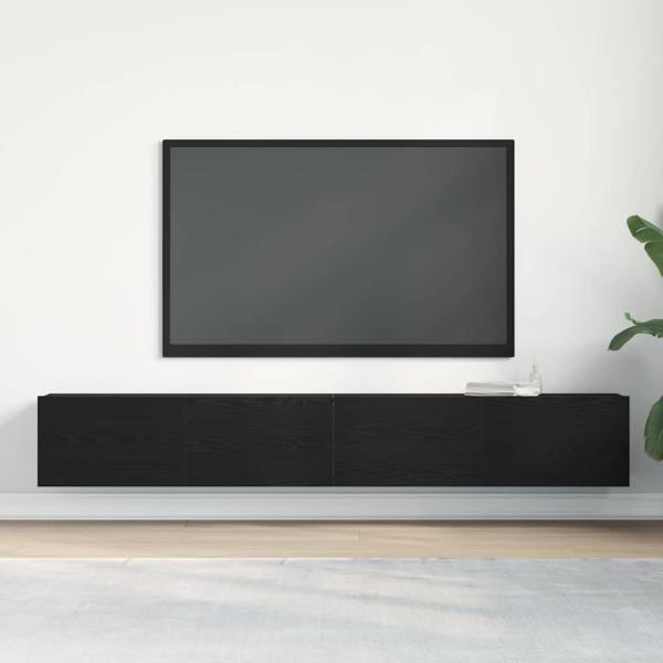 TV-Schränke 2er Set Schwarz Eiche 100x30x30 cm Holzfaser