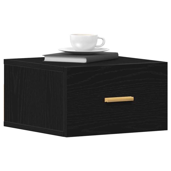 Wandmontierter Nachttisch Schwarze Eiche Spanplatte Klein