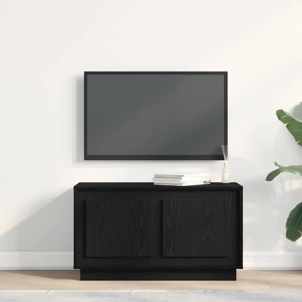 TV Schrank Schwarz Eiche 80x35x45 cm Engineered Wood