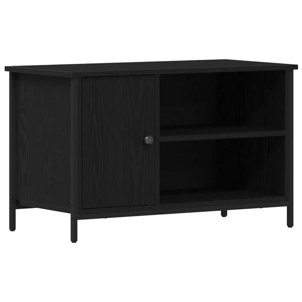 TV-Schrank Schwarz Eiche 80x40x50 cm Tischlerplatten und Stahl