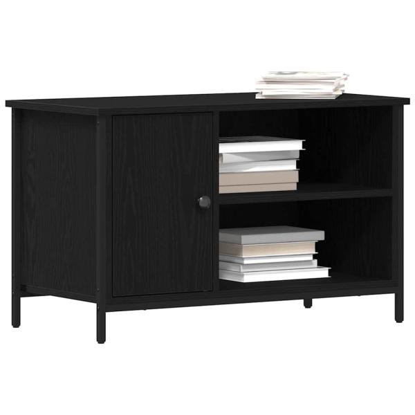 TV-Schrank Schwarz Eiche 80x40x50 cm Tischlerplatten und Stahl