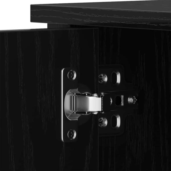 TV-Schrank Schwarz Eiche 80x40x50 cm Tischlerplatten und Stahl