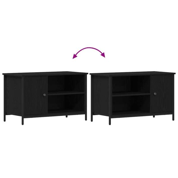 TV-Schrank Schwarz Eiche 80x40x50 cm Tischlerplatten und Stahl