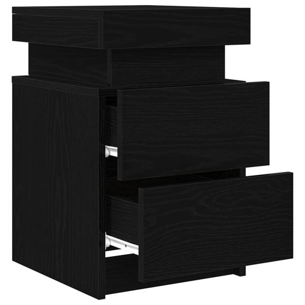 Nachttisch mit LED-Lichtern Schwarz Eiche 35x39x55 cm