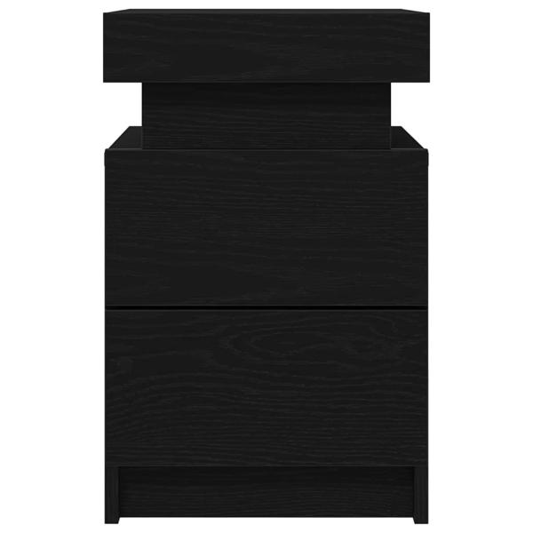 Nachttisch mit LED-Lichtern Schwarz Eiche 35x39x55 cm