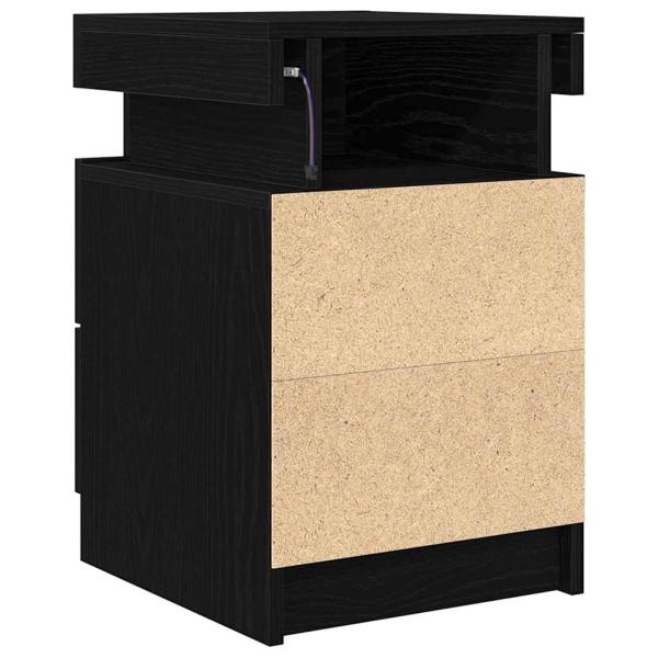 Nachttisch mit LED-Lichtern Schwarz Eiche 35x39x55 cm