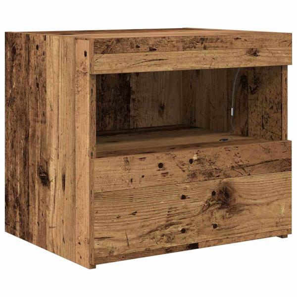 Nachttisch mit LED-Lichtern Alte Holz 50x40x45 cm