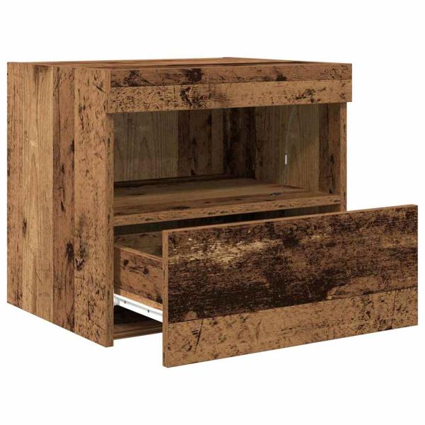 Nachttisch mit LED-Lichtern Alte Holz 50x40x45 cm